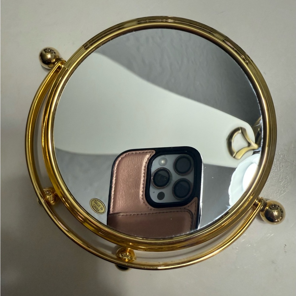 NWOT Mirror, countertop, magnifier/regular sided, gold - Picture 5 of 8